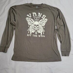 VANS Off The Wall Women's Gray Long Sleeve Graphic T-Shirt Size Medium